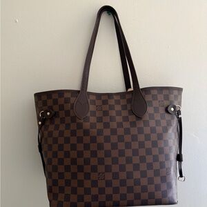 Brown Checkered Tote Bag